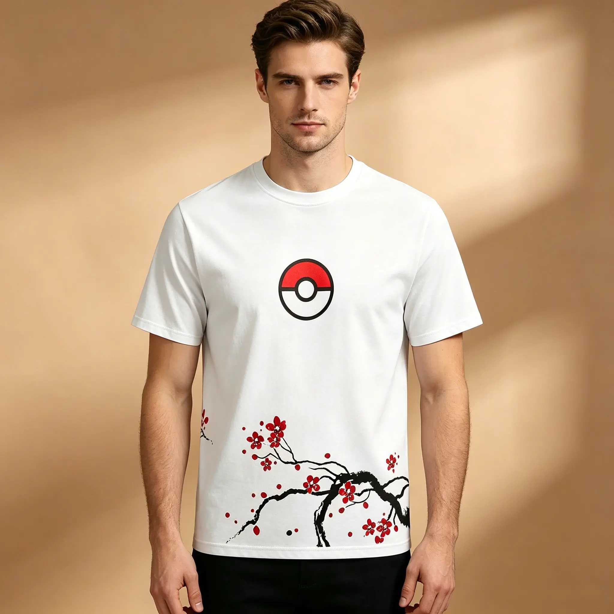 camiseta-masculina-pokemon-gengar-dupla-face-camiseta-branca-de-manga-curta-com-estampa-de-flor-de-cerejeira-japonesa-e-pokeball-anime-casual
