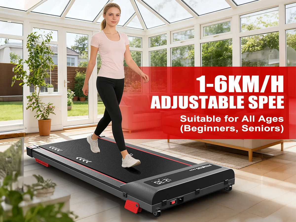 Untertisch-Laufband mit 2,25 PS Motor, 100 kg Tragkraft, 4% Steigung, tragbares, kompaktes elektrisches Laufband für Zuhause und Büro – Detail 3