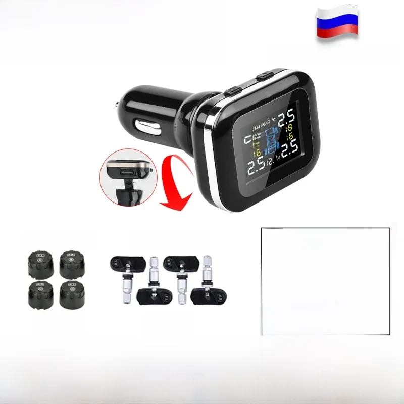 Jansite voiture TPMS allume-cigare système de surveillance de la pression des pneus capteurs Angle d'affichage réglable capteur Tpsm de sécurité automatique