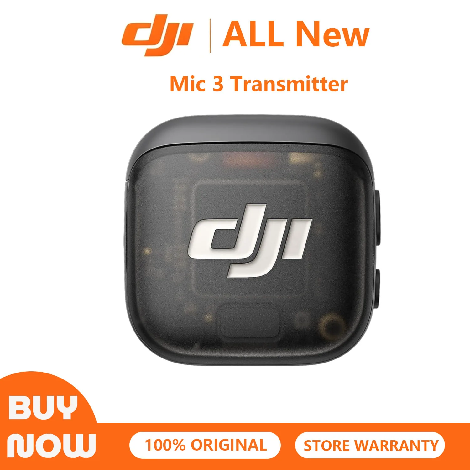 DJI Mic 3 Transmitter, Wireless Mini Mic for Phone/Camera Lightweight and Intuitive, Lavalier Microphone, 32-bit Float, Integrated Timecode, Vlog, Interview, Streaming