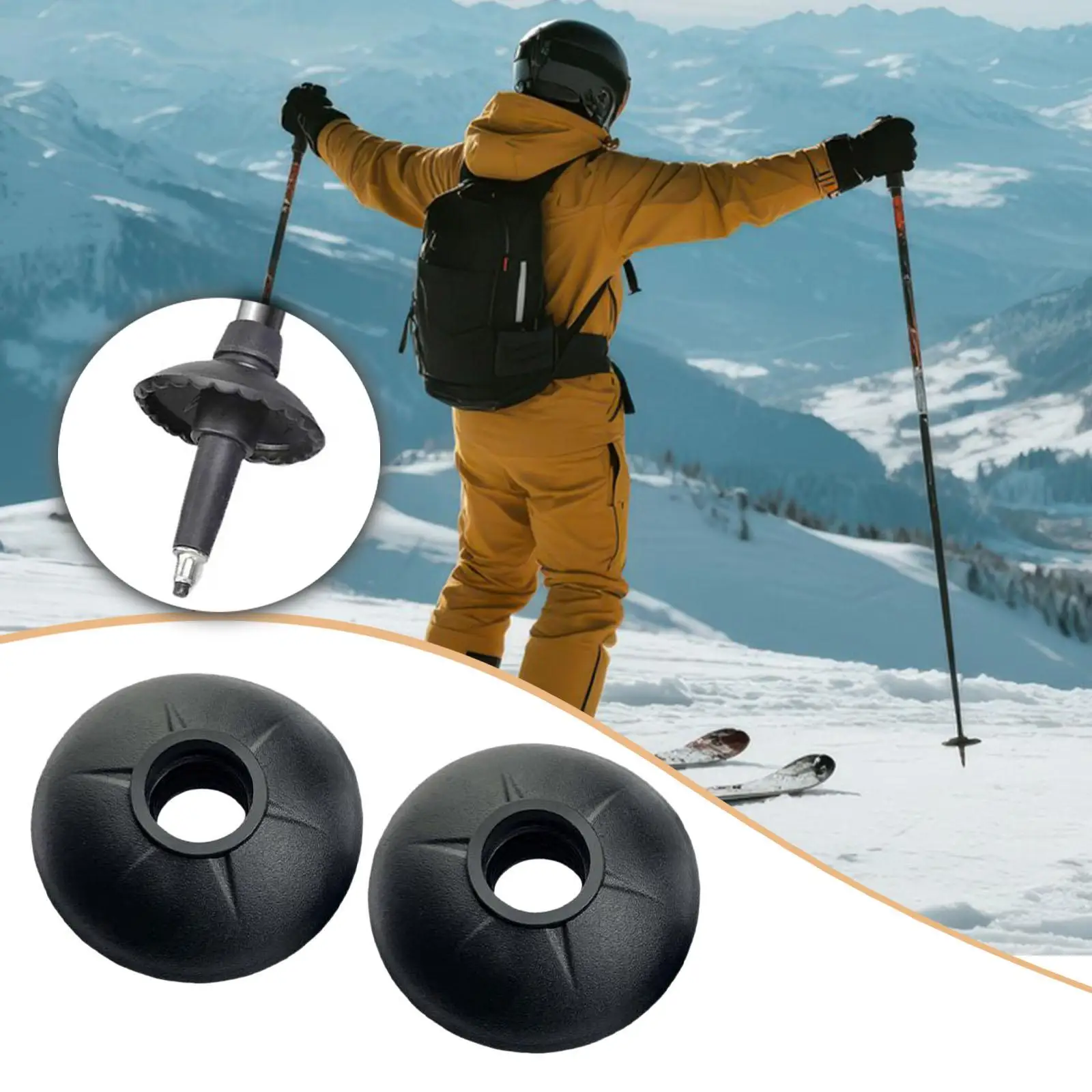 2/4Pcs Trekking Pole Mud Baskets 5cm Ski Pole Snow Baskets for Camping Outdoor,Mountaineering Pole Removable Protector view 2