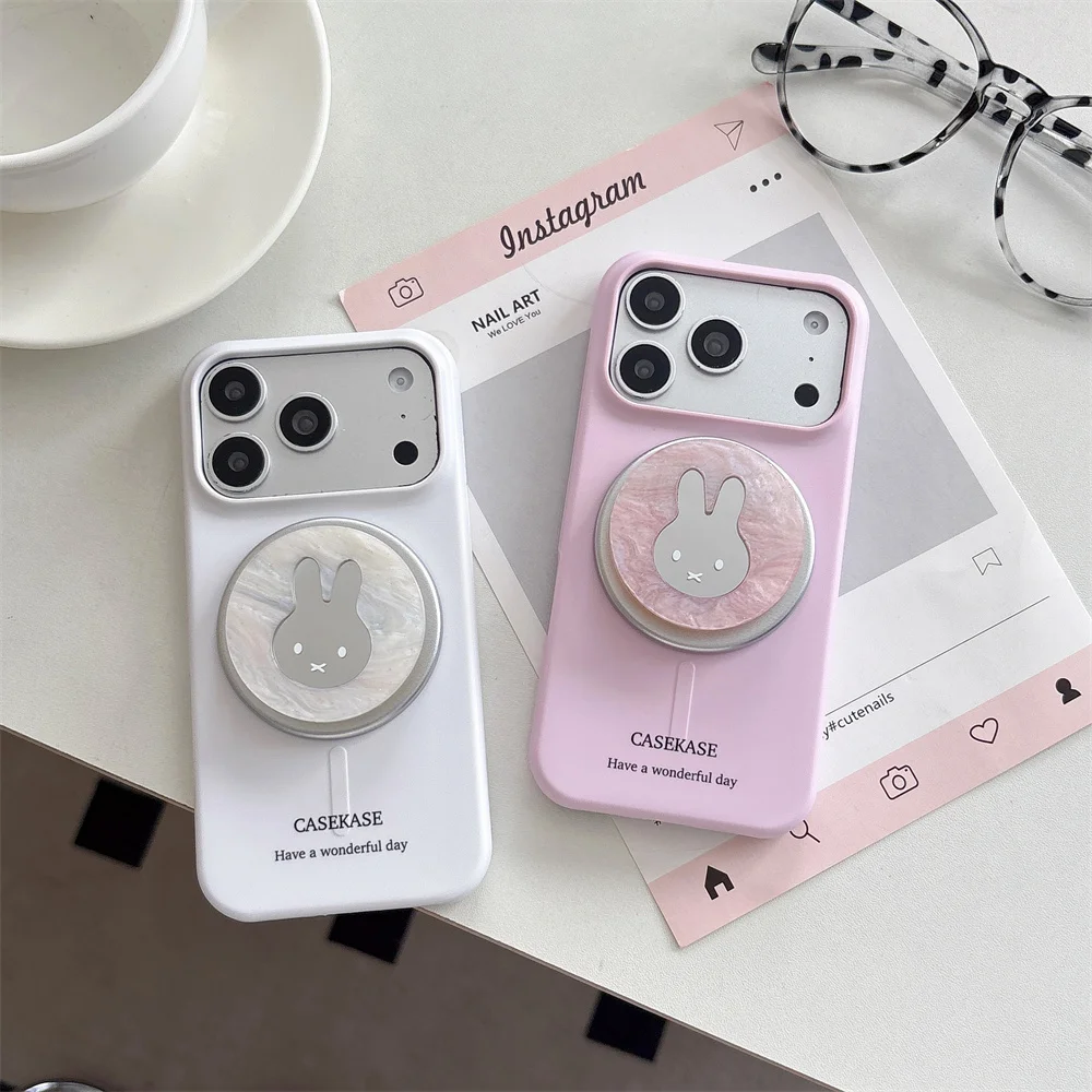 

INS Cute Cartoon Miffy Rabbit FRO Magnetic Bracket Protective Cover Suitable for iPhone 17 Pro Max15, 16 Pro Anti Drop Protectio
