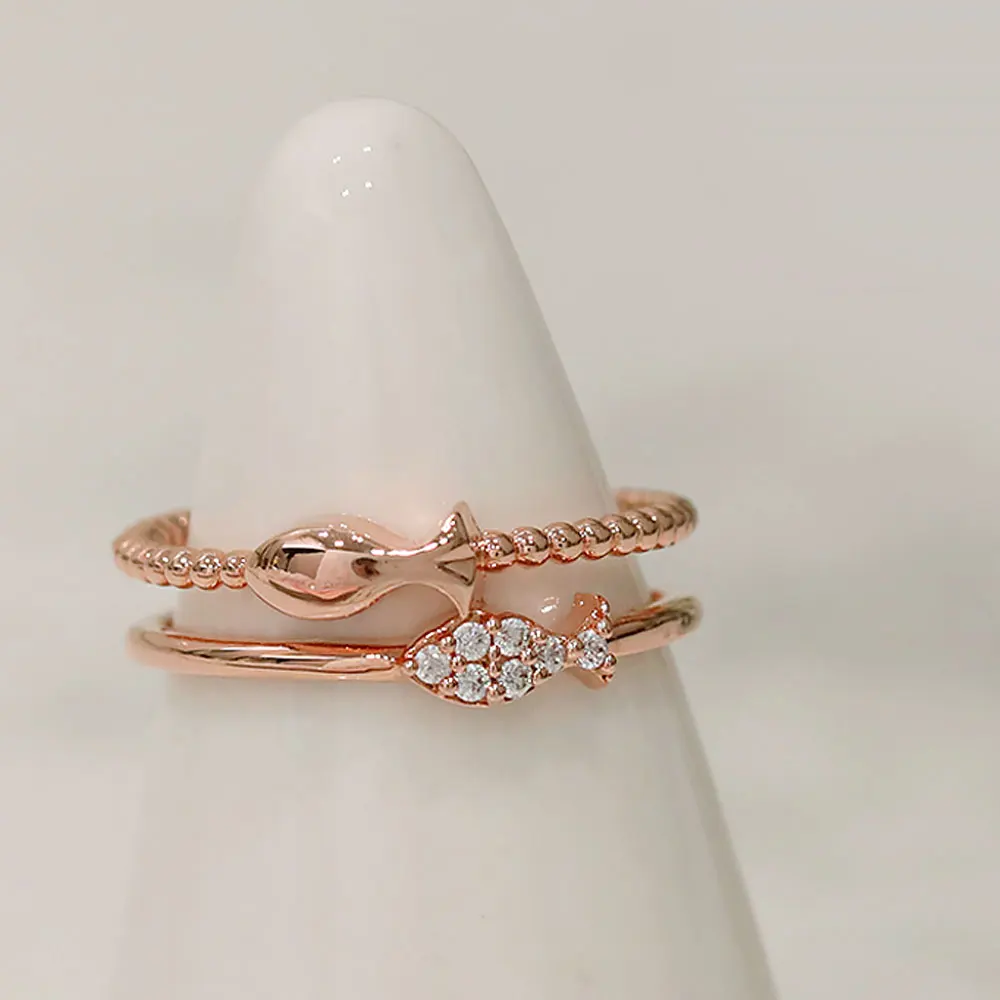 RS903 Mini Art Fashion Daily Lucky Twin fish Ring Ring