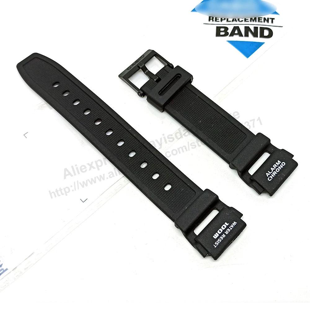 18.5mm Black Rubber Watch Band / Strap Compatible for Casio AQ-150W , aq-150 (White Letter)