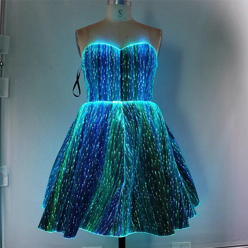 Lumisonata Light up Evening Dresses Fiber Optic Party Sexy Dress App Control for Party