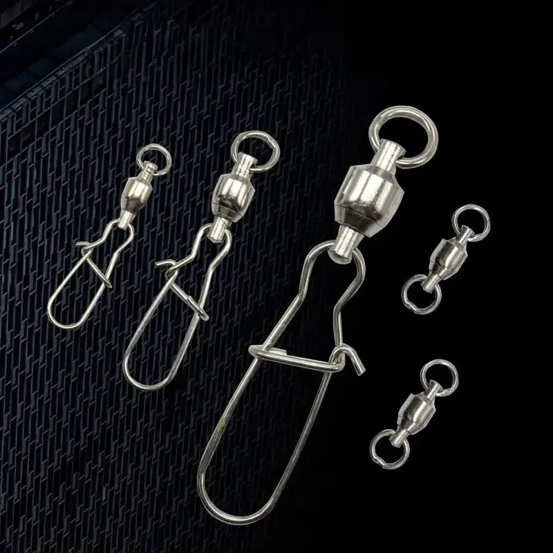 Broche de connecteur à pression à percussion, roulement à billes, anneau roulant, kit de construction, ligne de leurre, allergique, verrouillage croisé, outils de pêche, 20 pièces