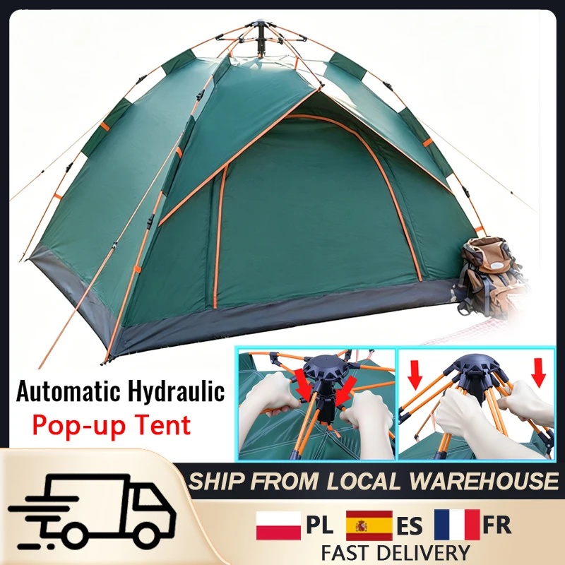 Tente de camping à ouverture automatique rapide, pliable, imperméable, résistante au soleil, facile à installer, pour camping, plage, pique-nique, barbecue