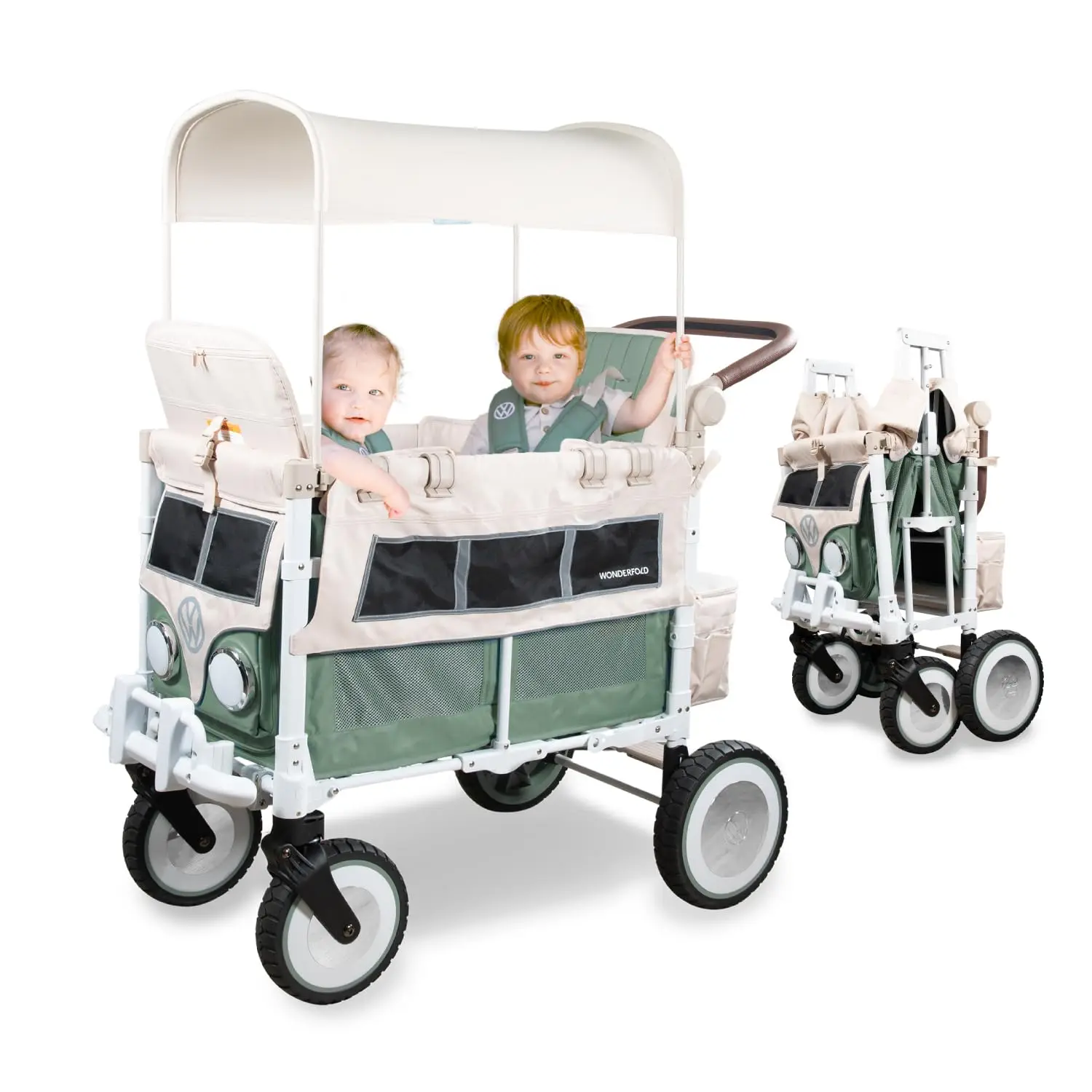 Echtes Angebot volks Kinderwagen wagons (2-Sitzer) zusammen klappbar mit klassischer VW-Stoßstange, Scheinwerfern und Retro-All-Errain-XL-Rädern