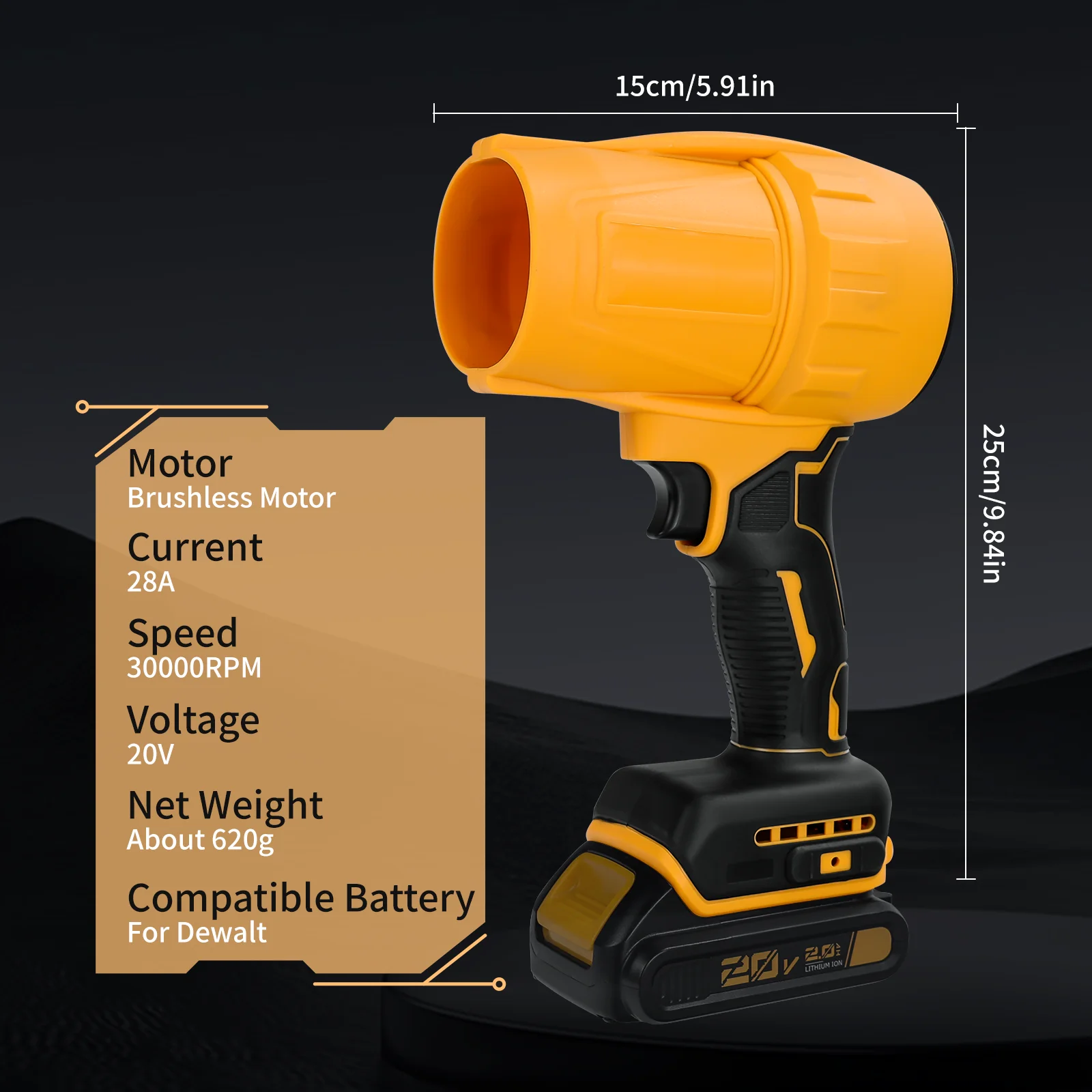 Imagem -05 - Ventilador Turbo Jato sem Escova 30000rpm Ventilador de ar Elétrico sem Fio Violento Ferramenta Elétrica Portátil para Bateria Dewalt 20v sem Bateria