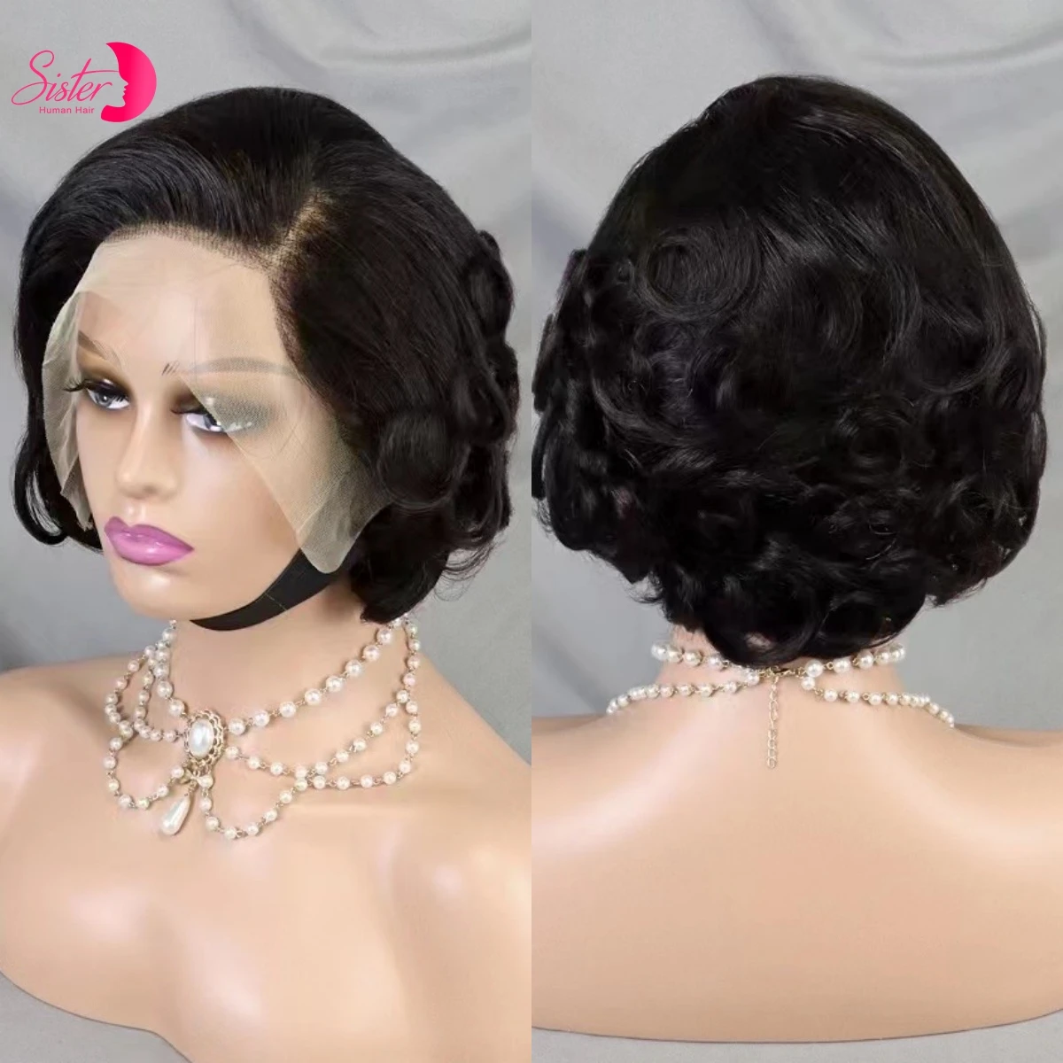 Loose Fumi Human Hair Wigs 180% Short Pixie Cut Wig Bob Wigs 13x4 Transparent Full Lace Frontal Wig for Black Women PrePlucked