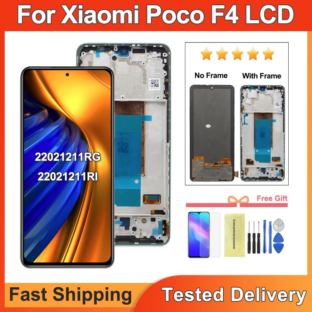 6.67\'\'Original For Xiaomi Poco F4 LCD Display Touch Screen Digitizer Assembly Replacement For POCO F4 22021211RG, 22021211RI LCD