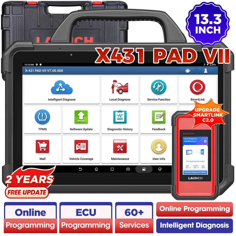 Outils de diagnostic automobile LAUNCH X431 PADVII Elite PAD7, scanner automobile J2534 Smartlink, programmation en ligne, outil de diagnostic automobile