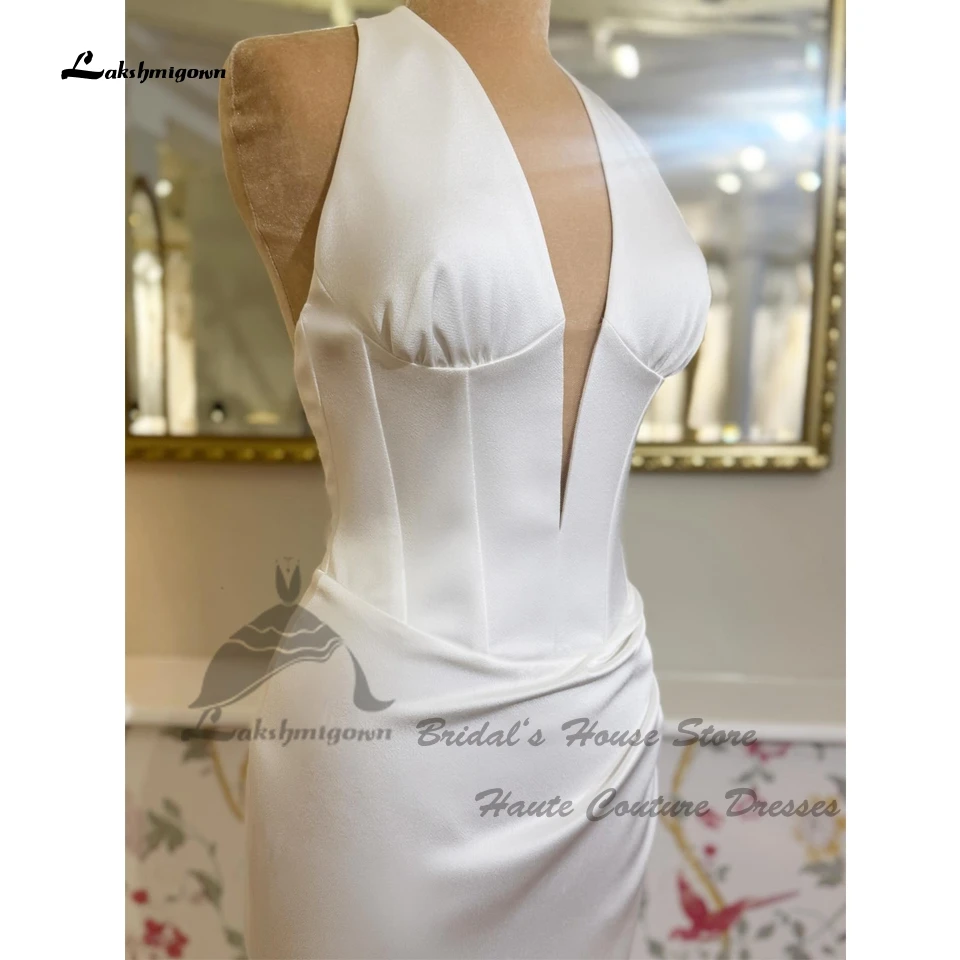 Lakshmigown Minimalistisches Satin-Meerjungfrauenkleid für die Braut 2026 Sexy Brautkleid für Empfangs- und Dinnerpartys mit tiefem V-Ausschnitt – Detail 4