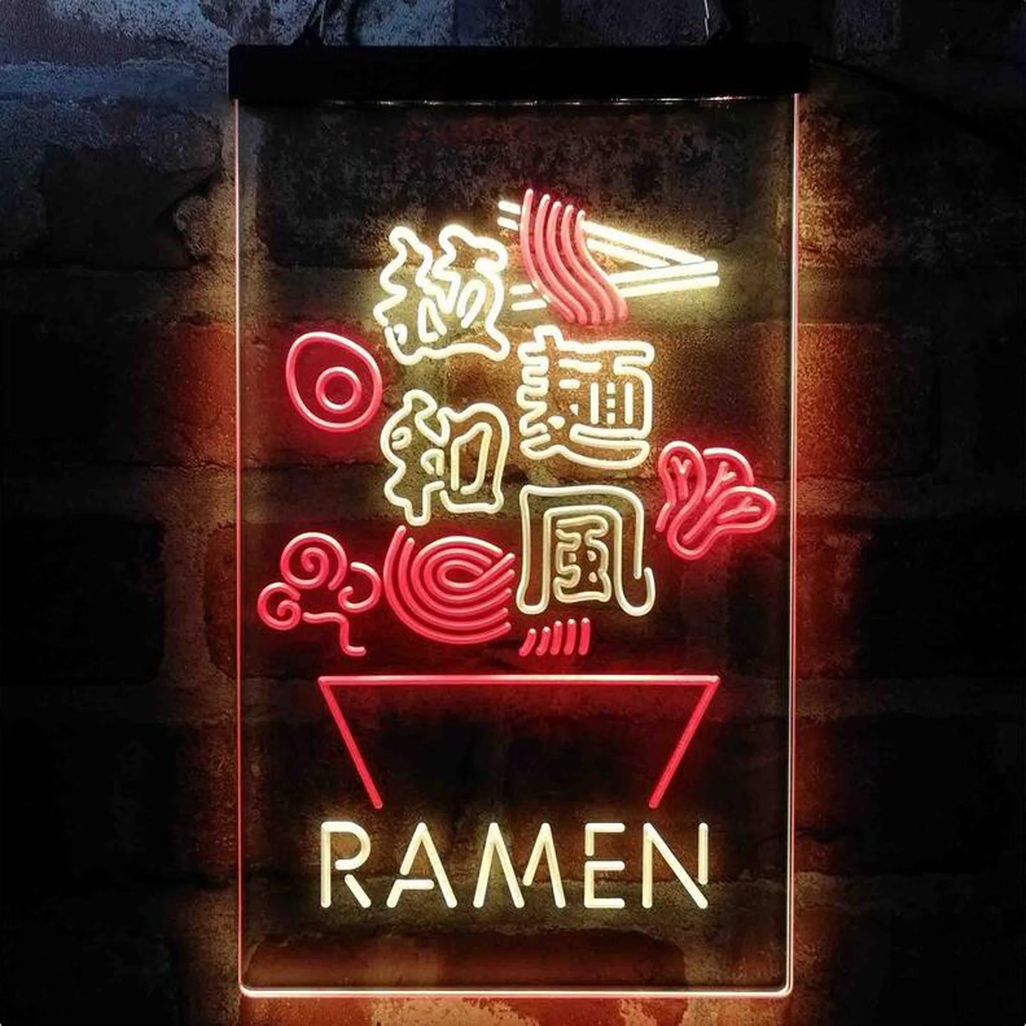 Custom Dual Neon Sign Ramen Bowl Japanese Style Dual Color LED Neon Light Japanese Noodles Ramen Dual Color LED Light Sign