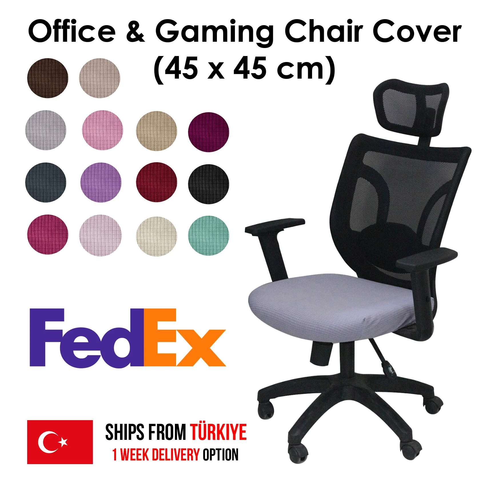 

F faiend Stretch Elastic Flexible Washable Office Chair Cover Gaming Chair Cover 45x45cm