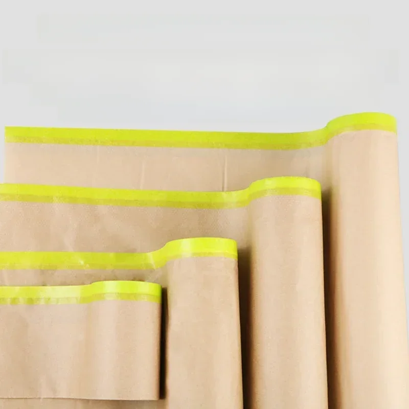 1 rolka obróbki ścian wstępnie taśmowanego papieru maskującego do malowania samoprzylepnej maski w sprayu papier ochronny na ścianę — zdjęcie 2