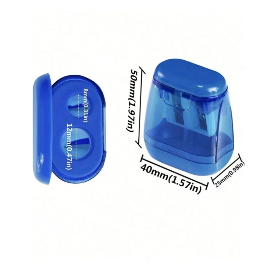 4PCS Dual-Hole Pencil Sharpeners with Lid and Shavings Container, Portable Manual Sharpener Set for Colored Pencils.