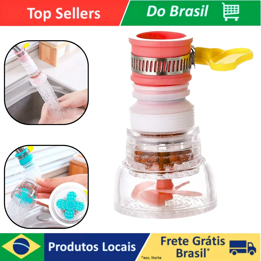 Filtro Extensível Universal para Torneira com Pedras Minerais 360° Anti-Respingo