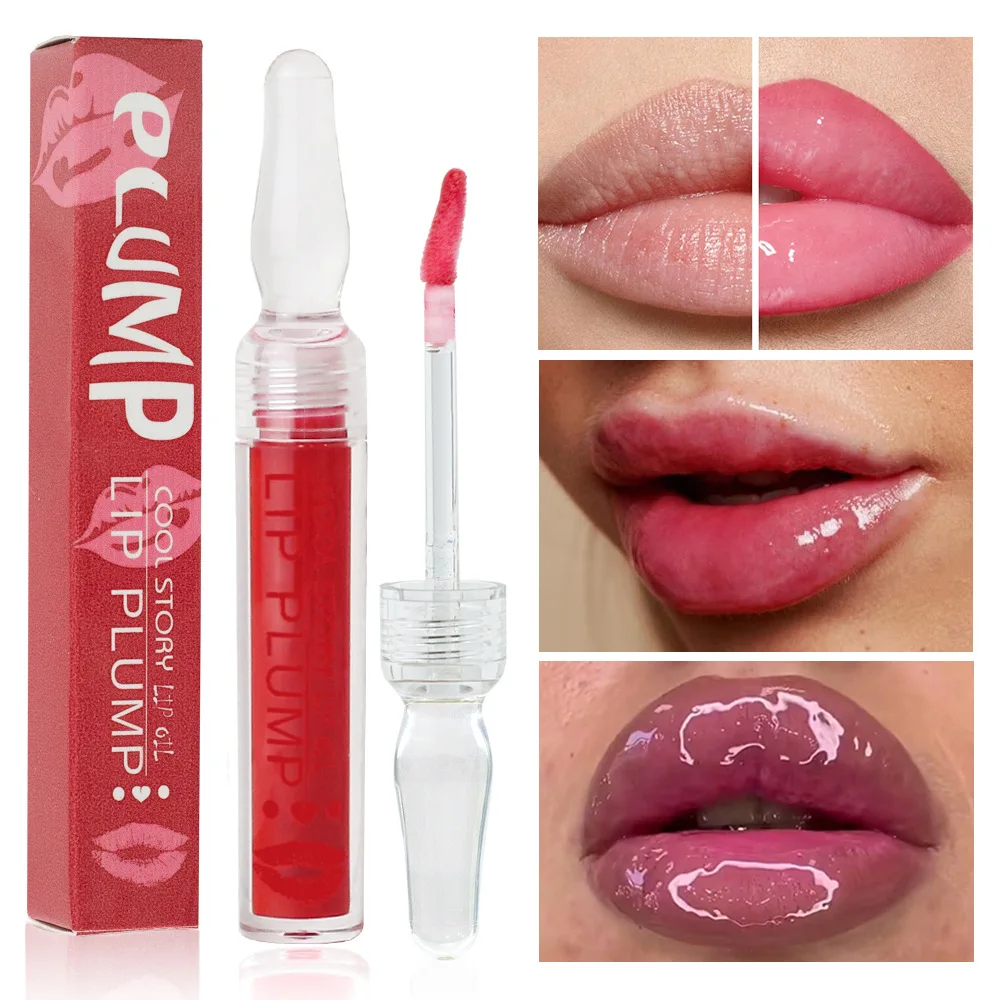 Brillo de labios de aceite de color, reduce las arrugas de los labios, hidrata, nutre, de maquillaje transparente brillo de labios, crea labios completos brillantes