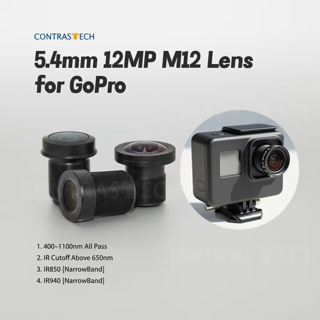 

5.4mm F2.8 12MP 1/2.3" IR Cut Filter Wide FOV 60° S-Mount M12 Lens Manual Iris for Go Pro Hero DJI Replaces Stock Lens New