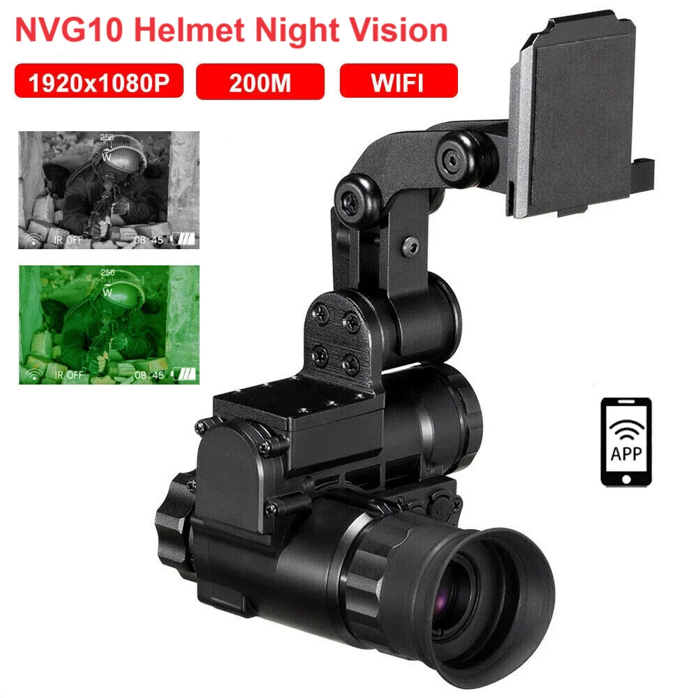 NVG10 Helmet Night Vision Goggle 1920x1080p Green Tactical Head Night Vision Monocular WiFi IP66 Hunting Night Vision Device