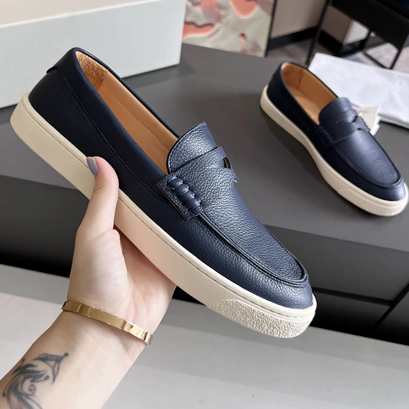 Superior quality European American fashion all genuine leather men\'s loafers casual cowhide walking travelwork men\'s shoes