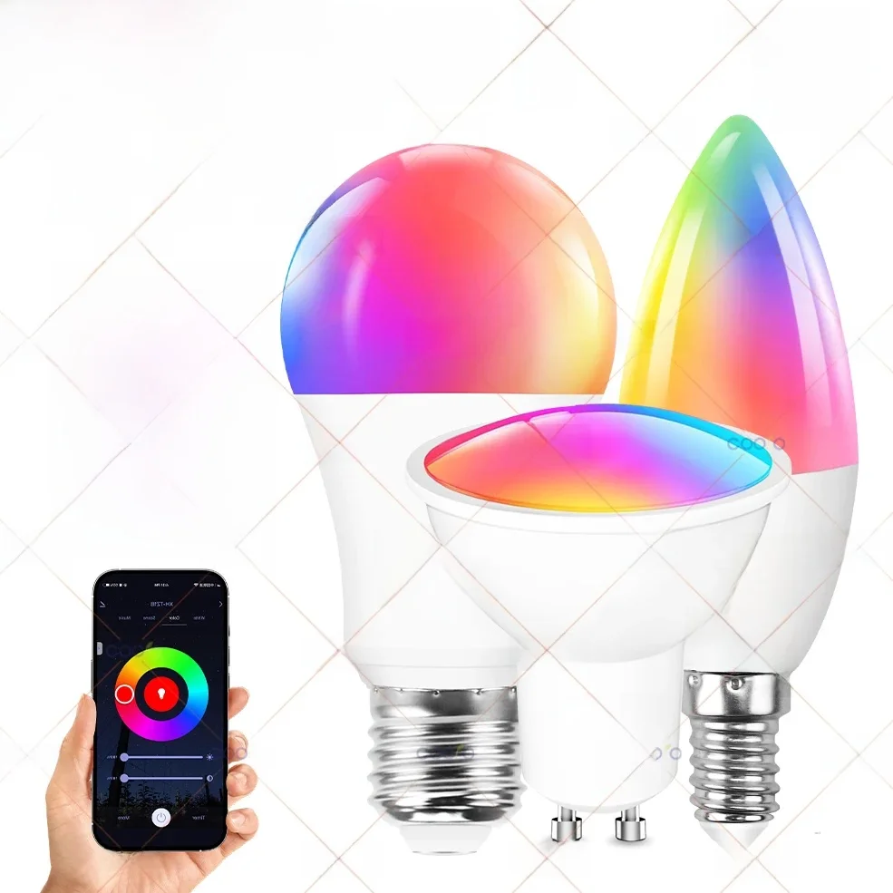 Tuya E27 GU10 E14 Glühbirne Zigbee/WiFi/Bluetooth Dimmbare LED-Lichtlampe RGBCW Funktioniert mit Amazon Alexa Google Assistant Sprachsteuerung