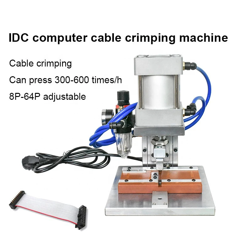 Adjustable IDC Flat Cable Connector Crimping Machine 4P to 64P Cable Ribbon Pneumatic Crimping Machine Crimper Tool 220V