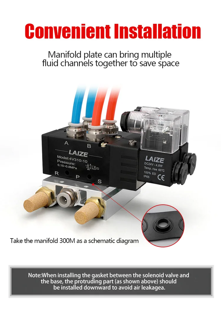 300M Verteilerbasis für 4V310-10 Pneumatisches Magnetventil – Detail 3