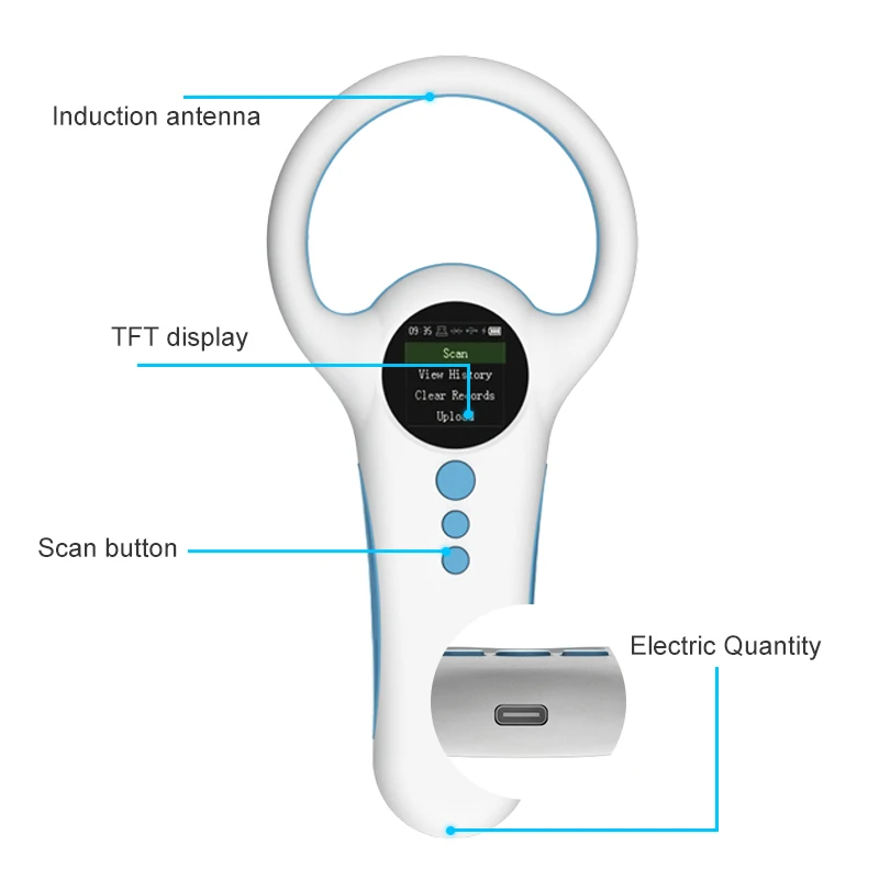 Pet Microchip Reader 134.2Khz 125Khz Animal Chip Scanner 500 Records Memory Animal Tag Reader