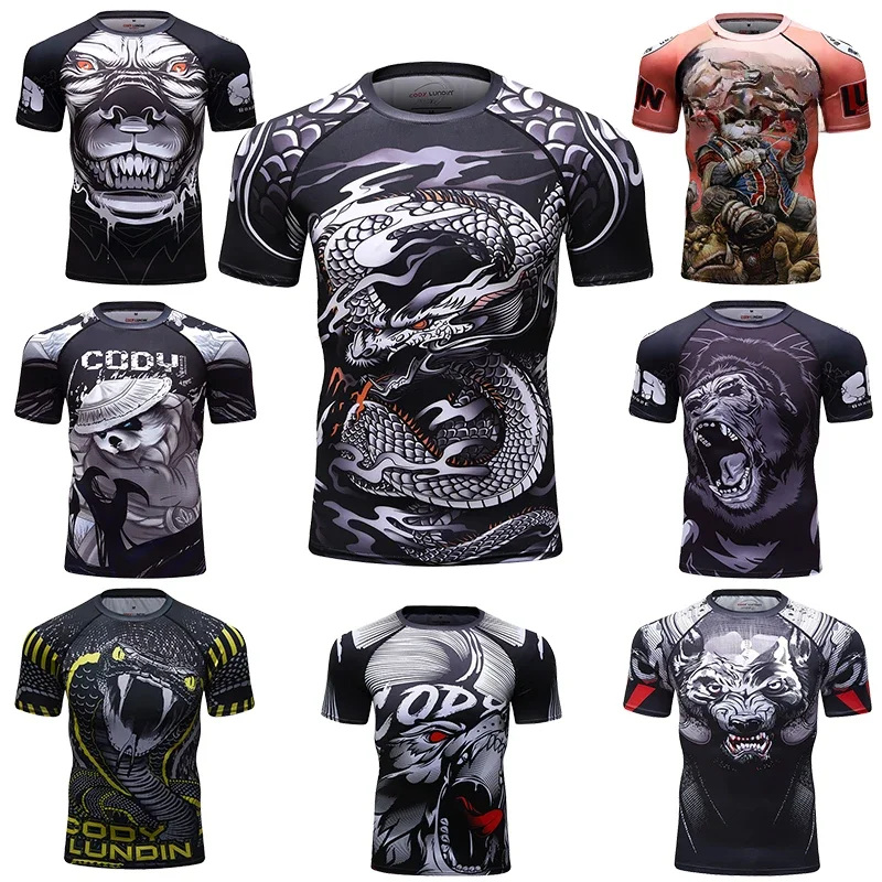 AliExpress Cody Lundin Custom Pattern Men MMA Rashguard  Jiu jitsu gi T-shirts Moisture wicking Exercise Cycling Running Tops Stretch 