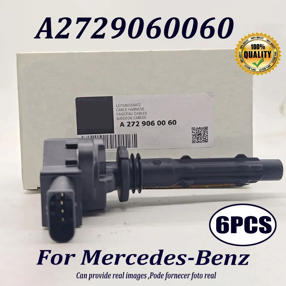 6PCS A2729060060 A0001502780 Ignition Coil For Mercedes-Benzz W164 W209 W216 W230 M271 M272 E220 E260 E300 E350 GLK200 C300 C350