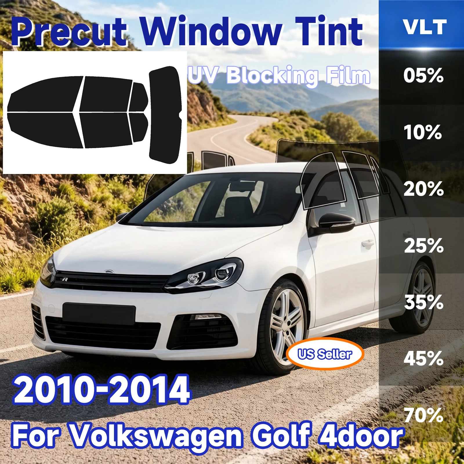 

Предварительно нарезанная тонировочная пленка для окон автомобиля Volkswagen Golf 4-дверный 2010-2014: защита от солнца, УФ-излучения, ИК-излучения, нагрева и бликов, 2-слойная защитная пленка для окон, пленка для конфиденциальности и затенения