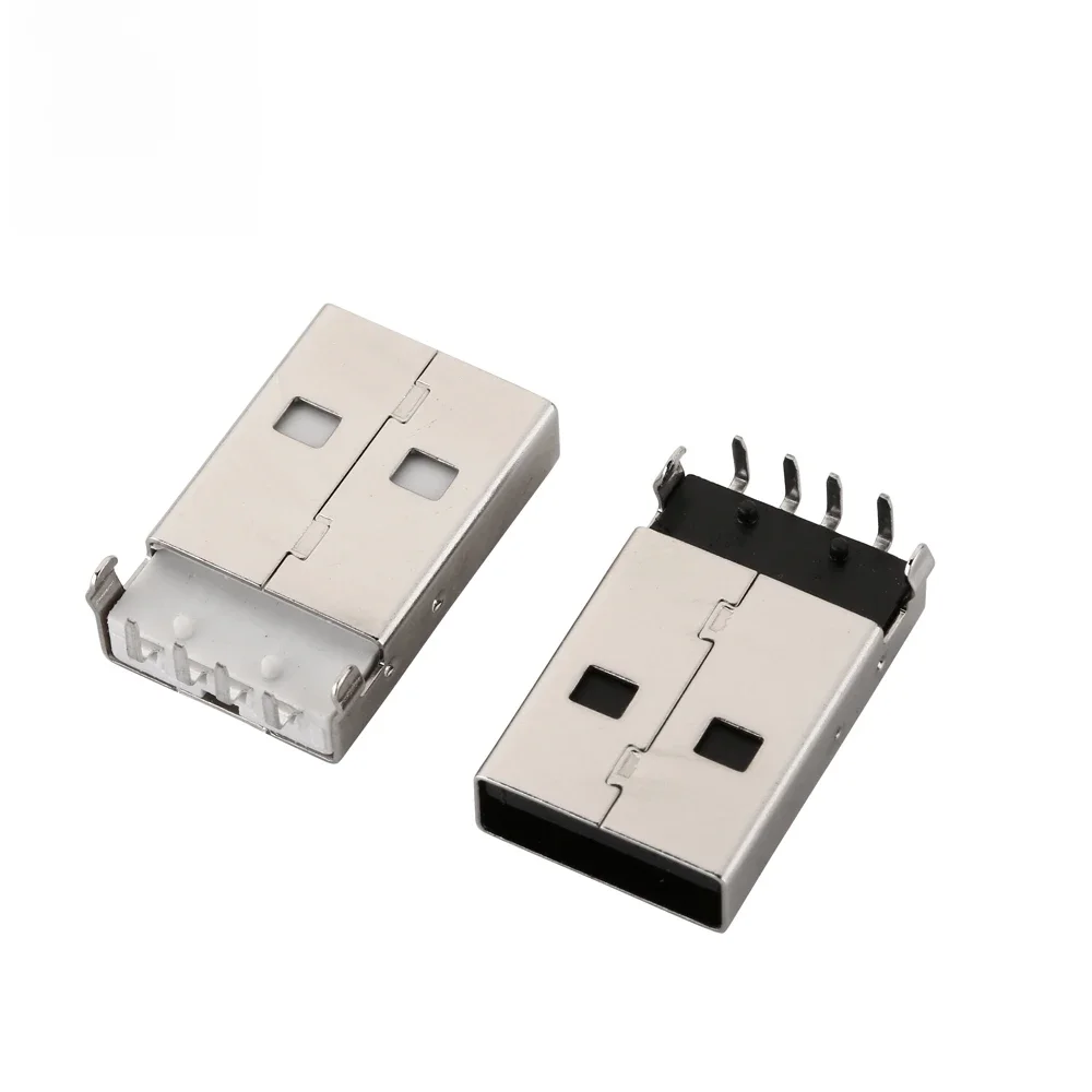 10 pièces USB-A prise mâle Type A USB connecteur mâle broche incurvée 90 degrés broche droite USB AM mâle 2.0 prise