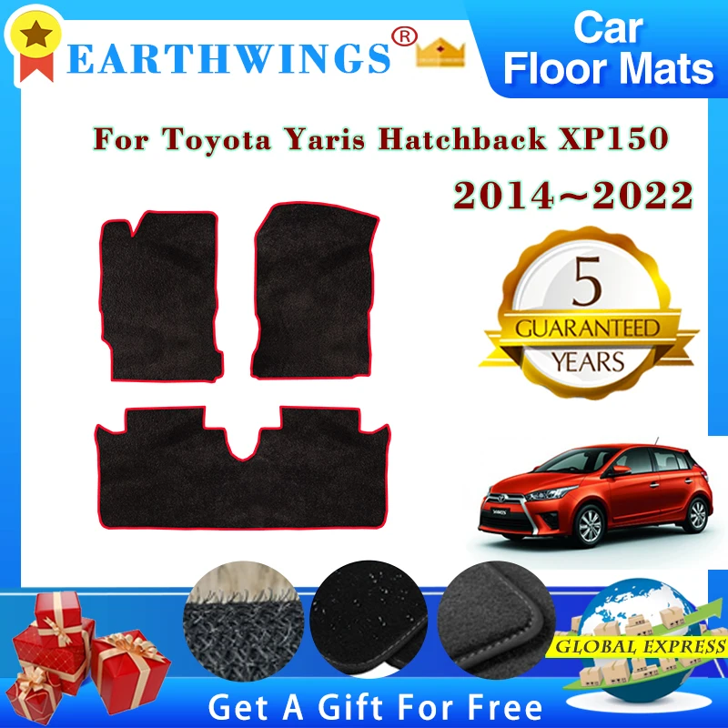 Car Floor Mats For Toyota Yaris XP150 Hatchback 2014~2022 2016 2018 Toyota Vios Rugs Footpads Carpet Cover Foot Pads Accessories