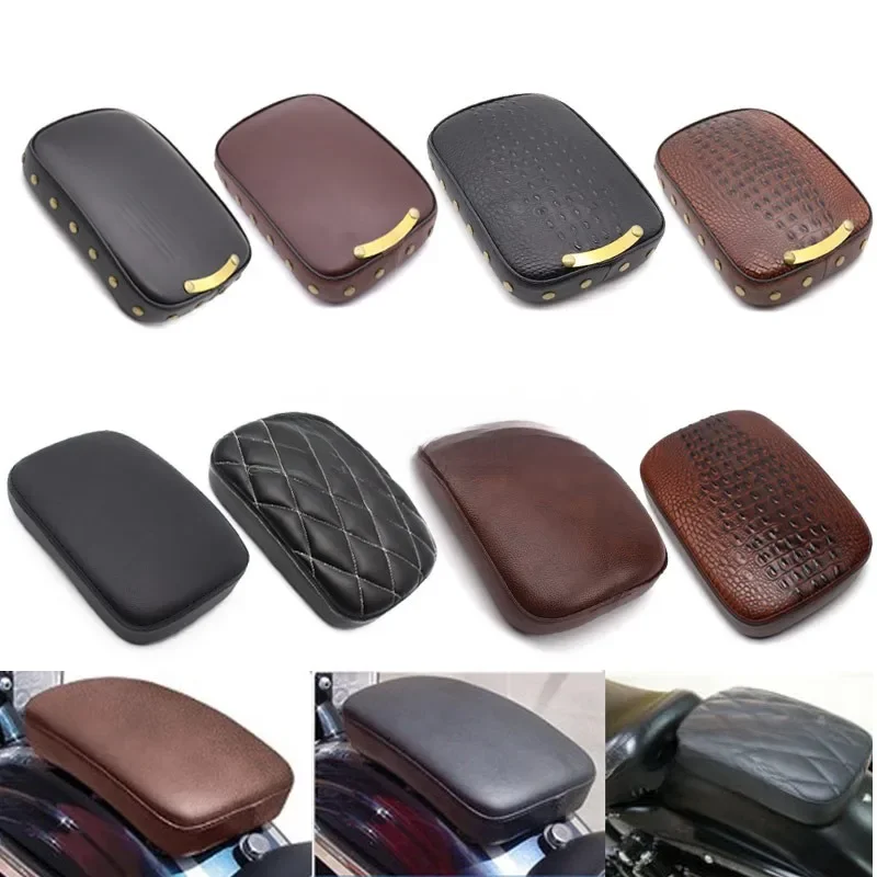 Siège de passager arrière rectangulaire en cuir PU, 8 ventouses, pour Harley Dyna Sportster Touring Cruiser Chopper personnalisé