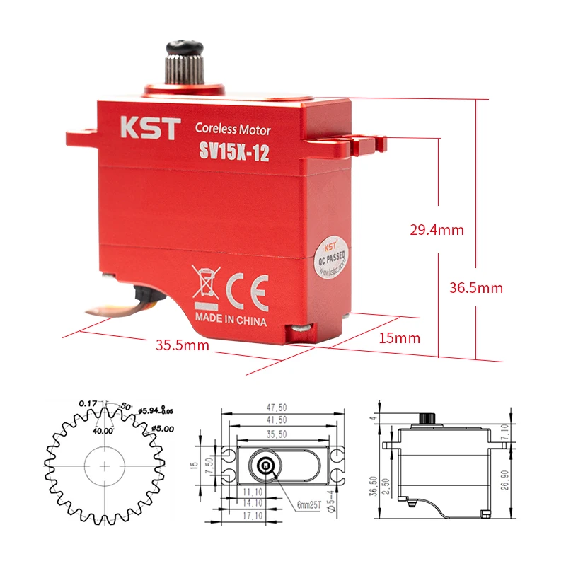 SV15X-12 SHV Coreless Metal Gear Mini Servo 13kgf.cm 0.05sec for RC Helicopters, Industrial UAVs & Robotics