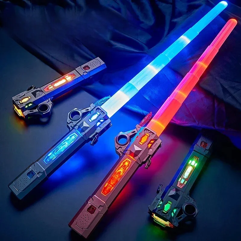 Épée lumineuse colorée pour enfants, jouets télescopiques, musique Laser, décompression rotative 2 en 1, jouets pour enfants et adultes