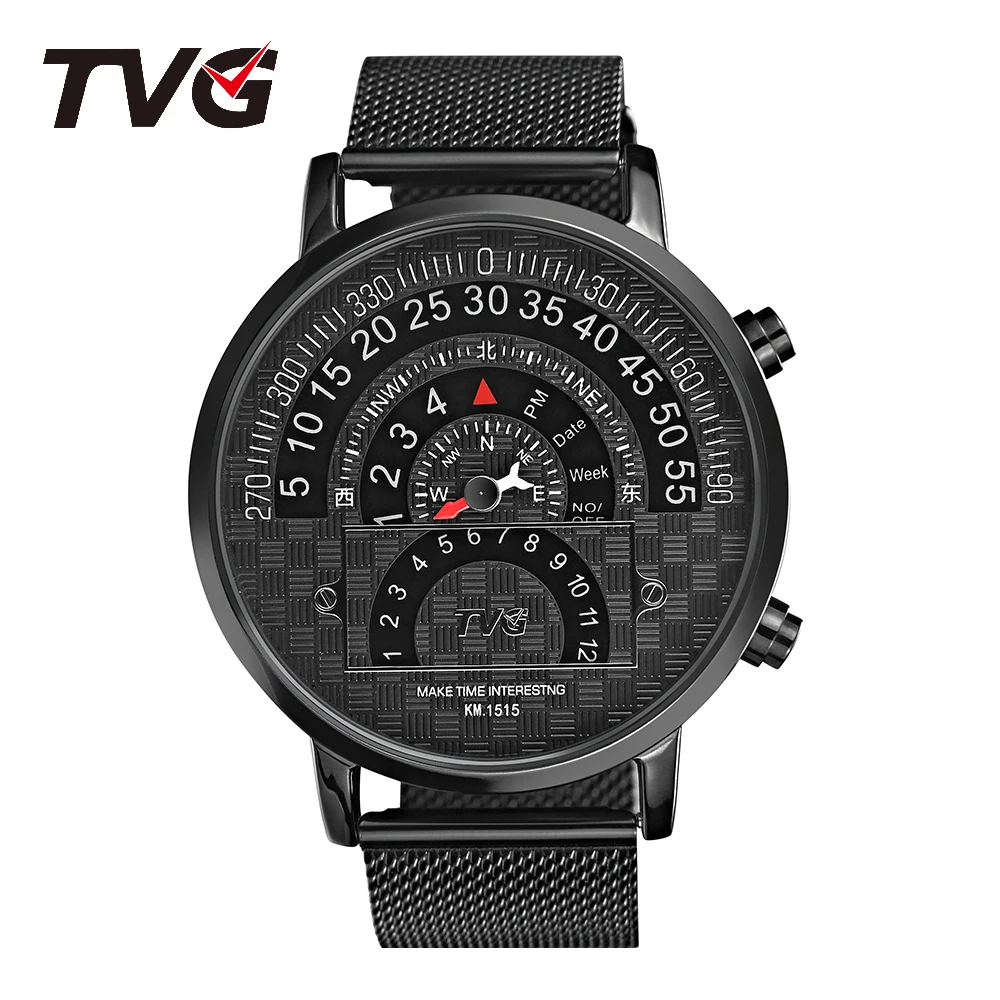 Man Digital Watch TVG Outdoor Adventure Binary Display Watch Military Casual Business Gift Waterproof Compass Kid Student Sports