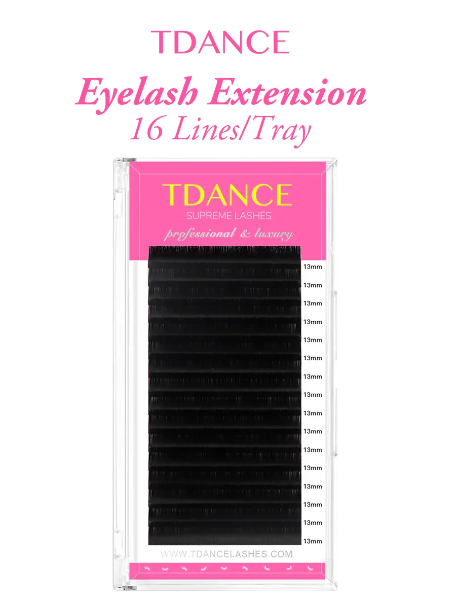 TDANCE 16 Reihen klassische Wimpern dunkelschwarz matt Profis weiche natürliche künstliche Wimpernverlängerung Make-up Schönheit einzelne Wimpern