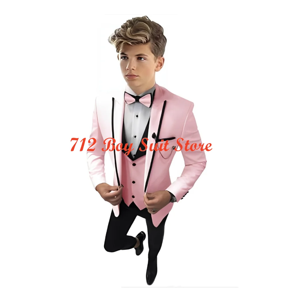 Jongens Smoking Formele 3-delige Bruiloft Kids Pak Slim Fit Blazer Vest Broek Set Kinderen Outfit