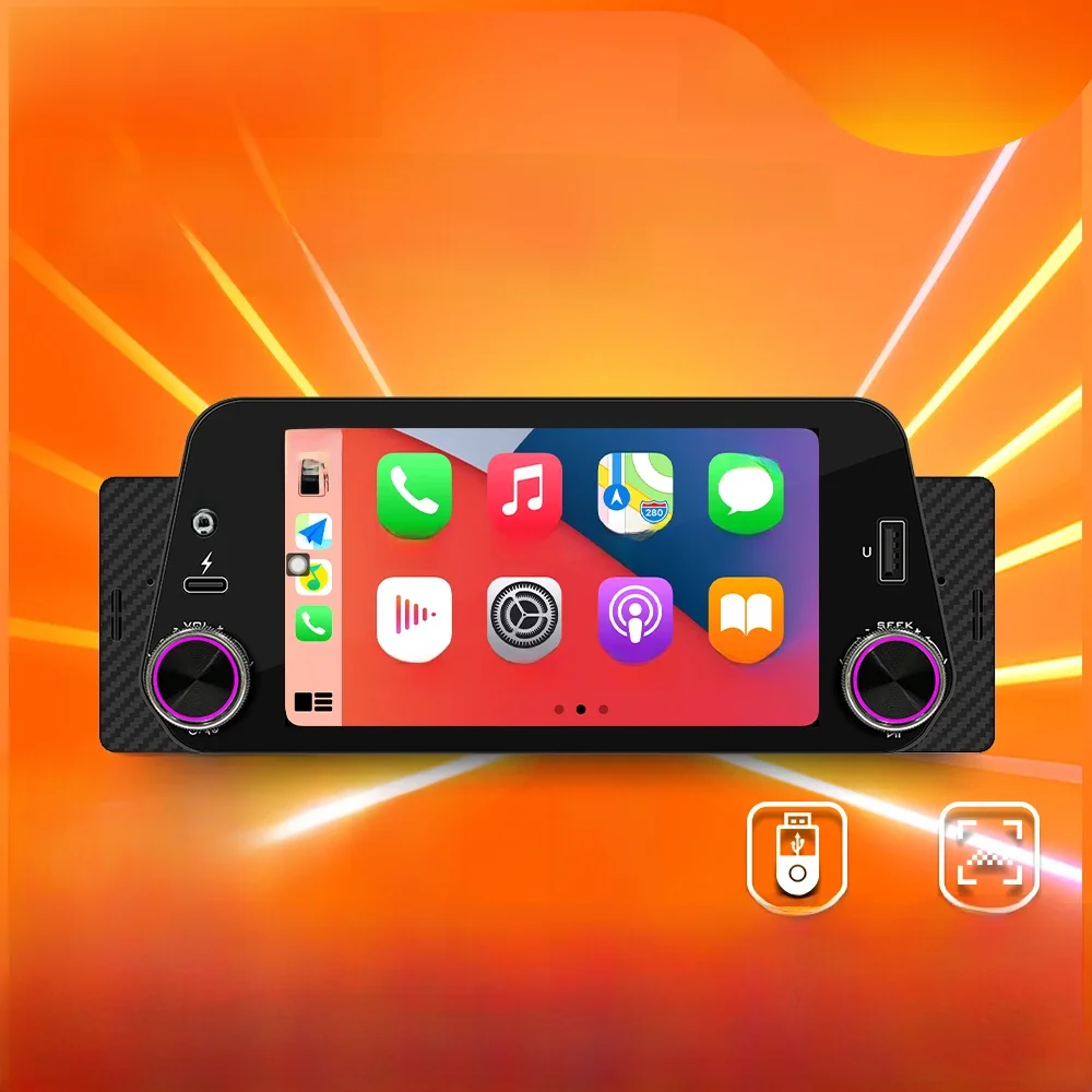 1 din 5 inch android autoradio bedraad/Draadloos Carplay Universele GPS Auto multimedia stereo MP5 speler ingebouwde FM radio Bluetooth - afbeelding 2