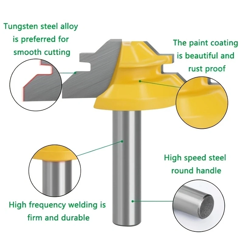 1/4 인치 생크 45 도 각도 잠금 마이터 커터 키트, 장부 커터, 목재 절단용 목공 도구