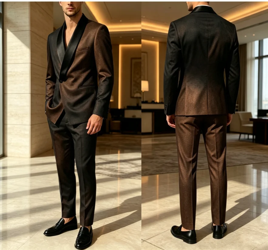 2 Pieces New Fashion  Double Breasted Men Suits Wedding Slim Fit Tuxedo Terno Masculino Prom Groom Blazer Custom Made