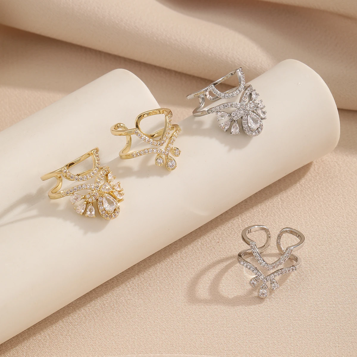 High-end Style Micro-inlaid Zircon Open Nail Art Wear For Women, Niche Design, Versatile Accessories For Banquets