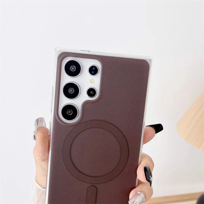 Stylish matte magnetic solid color phone case for Samsung Galaxy S22 S23Ultra S22plus S24Ultra minimalist all-inclusive shell image 4