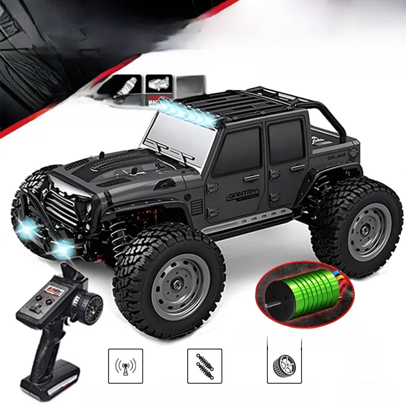 Voitures Rc rapides 16103 50 km/h 1/16 tout-terrain 4WD avec phares LED, camion monstre télécommandé étanche 2.4G pour adultes et enfants