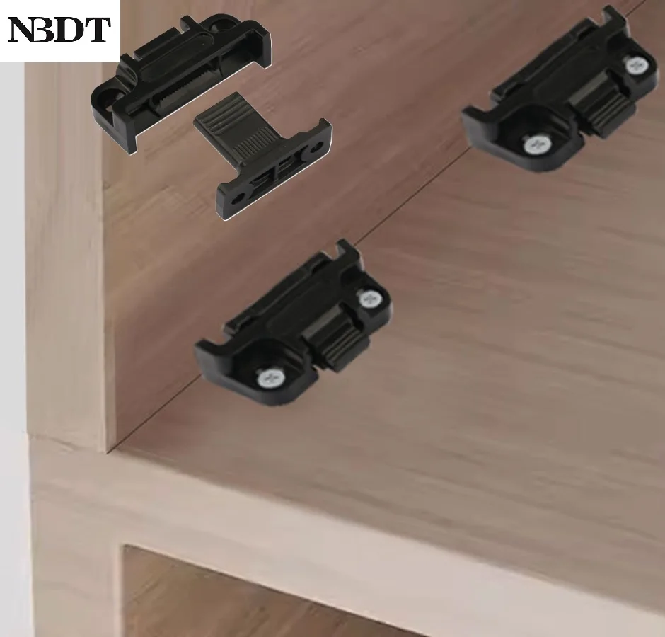 100Pcs Black Plastic ABS Push On Clip Male Female Buckle For 90 Degrees Joint Kitchen Filler Fake Door Panel