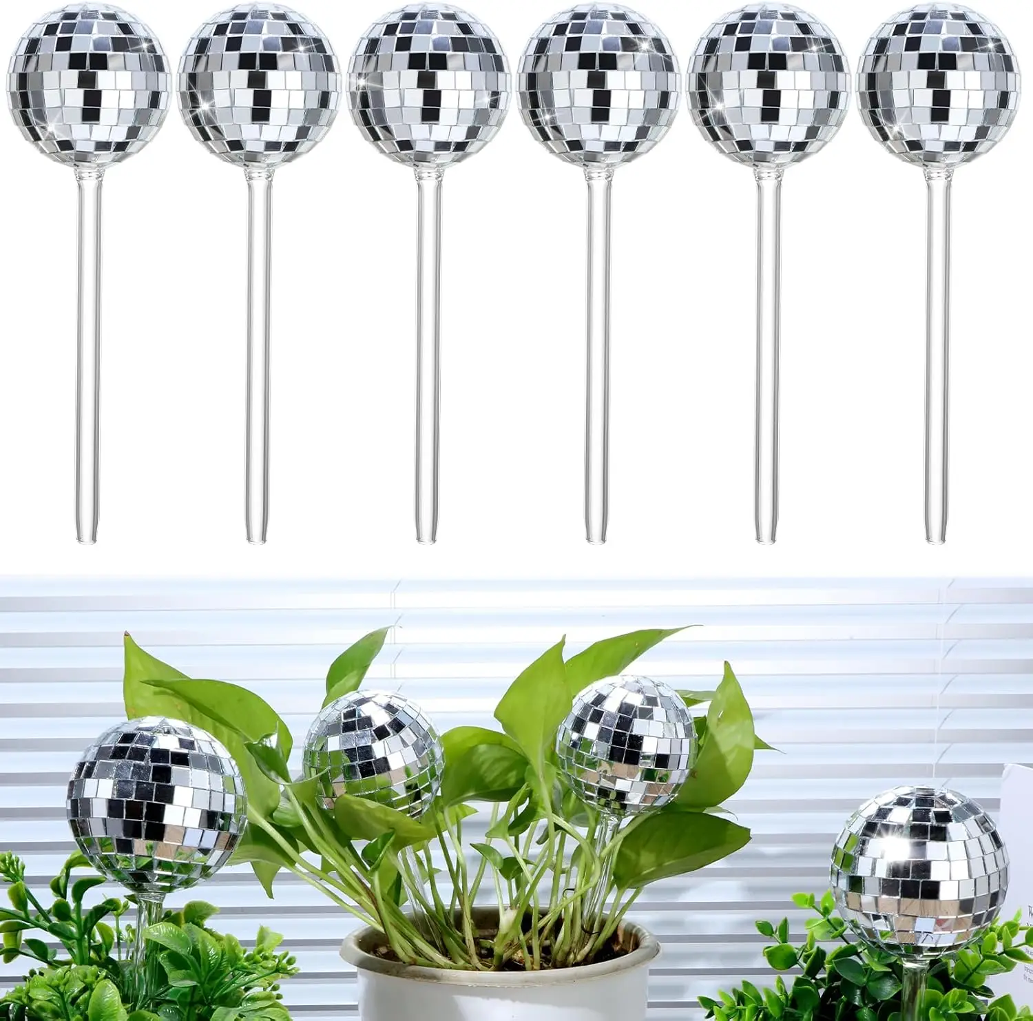 

Disco Ball Plant Watering Globes 9 Inches Glass Self Watering Planter Insert Self Watering Globes Watering Bulbs for Indoor Plan