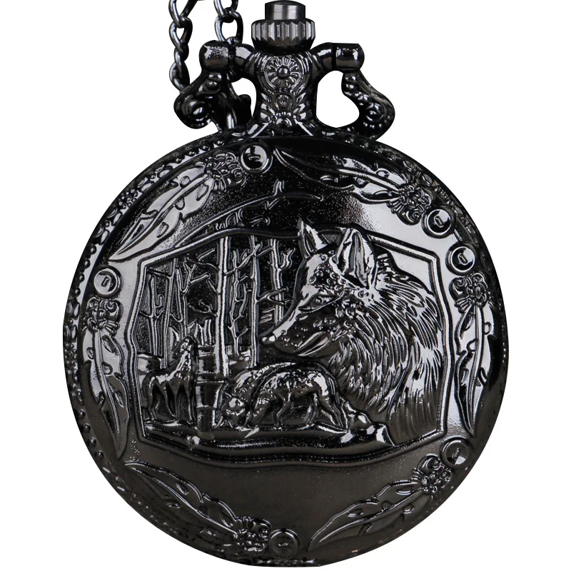 Creative Wild Wolf Retro Bronze Pocket Watch Men Women Fashion Pendant Awesome Animal Quartz Clock with Necklace Chain Best Gift